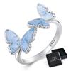 Silver universal ring with blue butterflies, silver 925