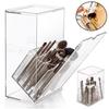 Makeup Brush Holder Organizer with Dustproof Lid Clear Makeup Brush Organizer with 17 Slots Tilt Open Cosmetic Brushes Container