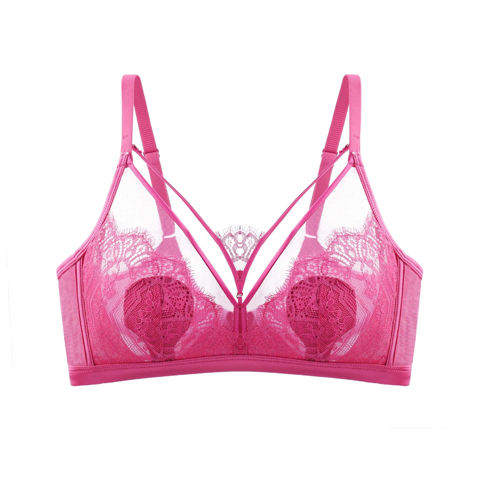 

Женский летний тонкий дышащий сексуальный бюстгальтер без косточек кружевной с кристальной чашкой и ушками кролика 40/90C розовый