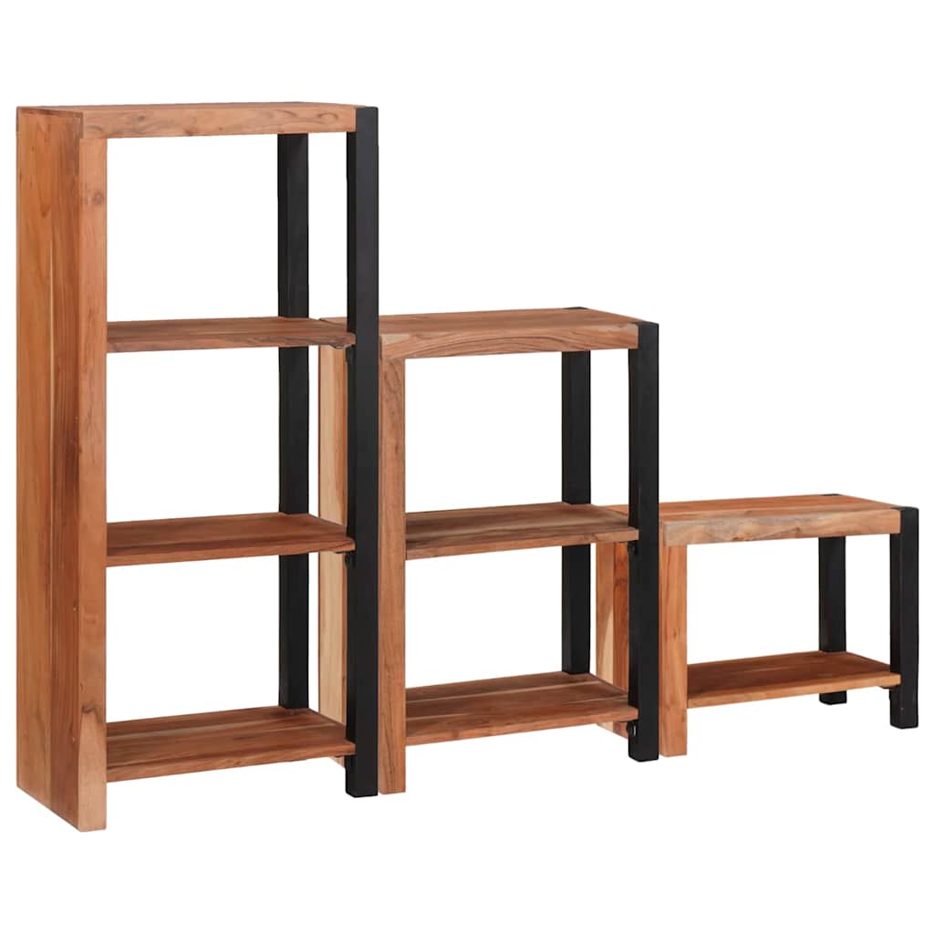 Bookshelf 6 Tiers 3 Pcs 50 X 30 X 110 Cm Solid Acacia Wood
