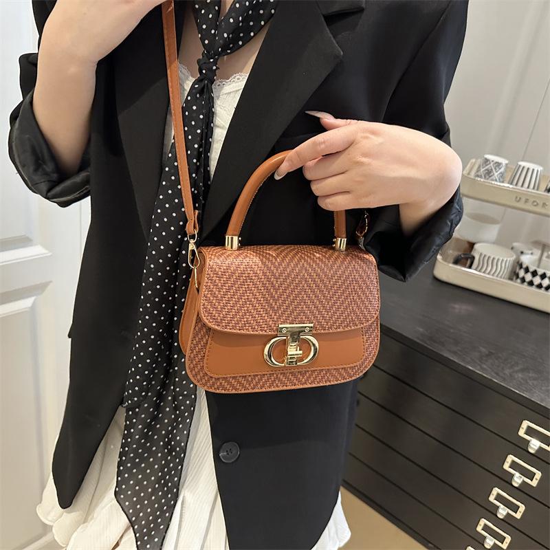 Splicing popular lock 2025 large-capacity new large-capacity fashionable simple crossbody portable shoulder women's bag