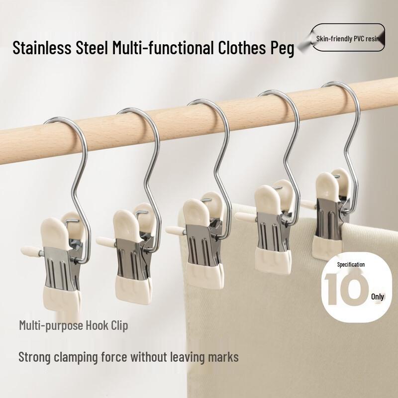 Stainless Steel Clothes Clips with Hooks