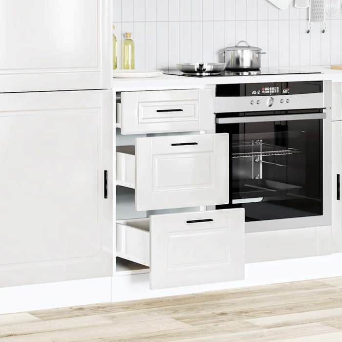 VidaXL Kitchen Cabinet Porto Glossy White Engineered Wood, Sink Cabinet, Kitchen Cabinet with Drawer, Cabinet 854222