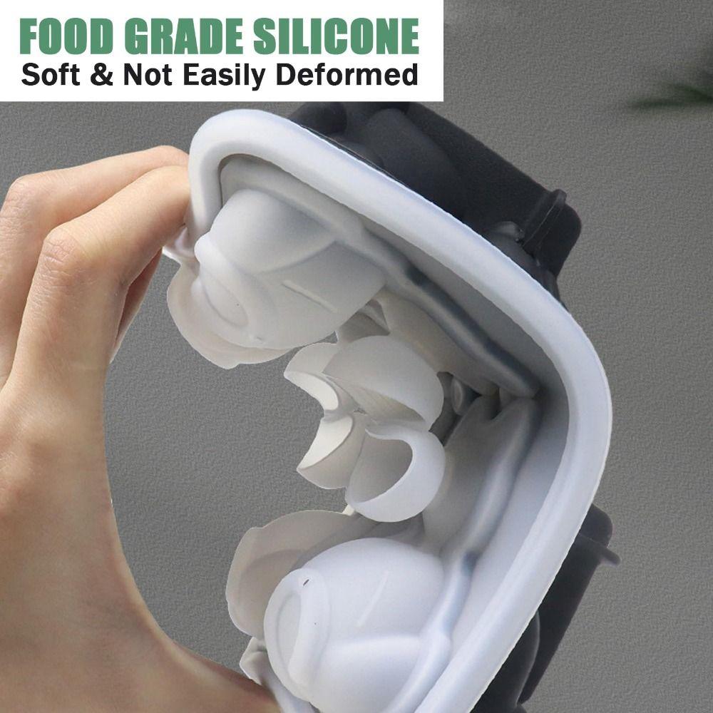 Easy to Release 3D Cat Ice Block Mold Free of BPA 4 Holes Silicone Ice Cube Mold Dishwasher Safe Reusable Animal Shape Ice Mold