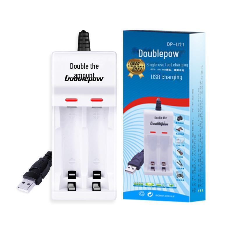 2-Slot USB Charger for 461.2V Rechargeable Lithium Battery, 5V Input