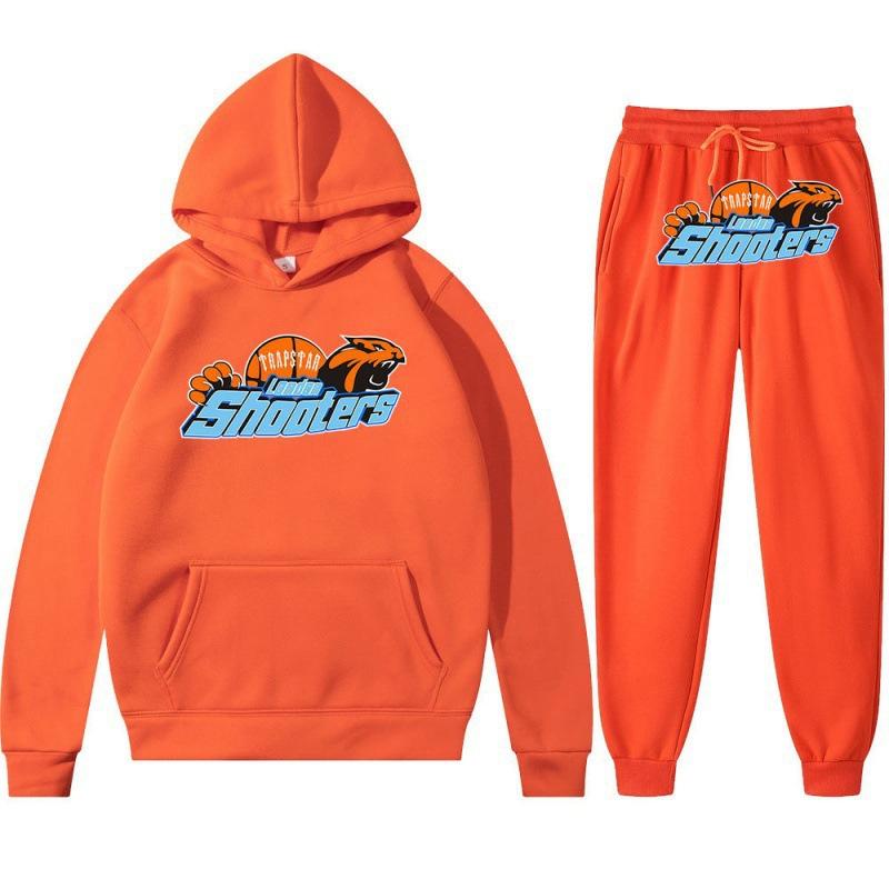Printed Sportswear Men's Two-piece Loose Hooded Sweatshirt Set