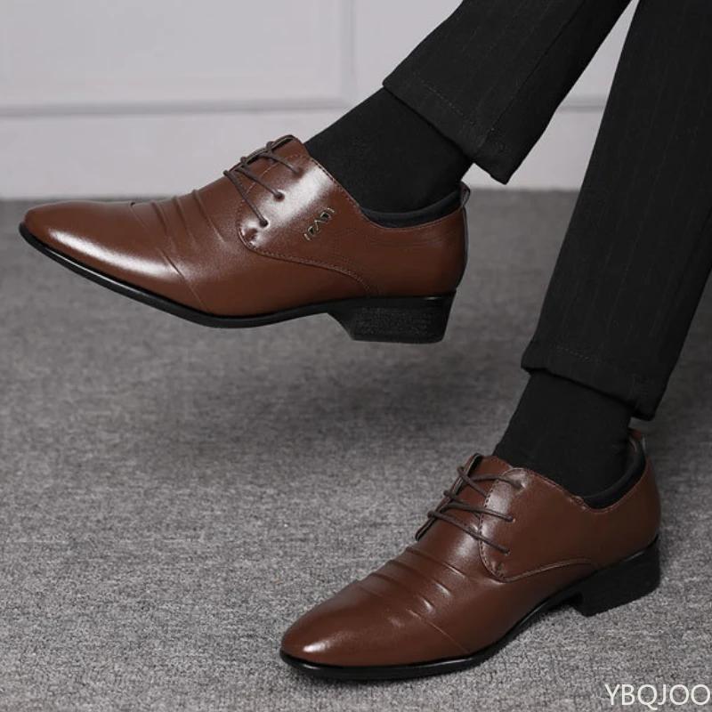 Business New Men's Shoes Large Size Spring and Autumn Leather Shoes Versatile Shallow Mouth Simple Wear Resistant Flat Shoes