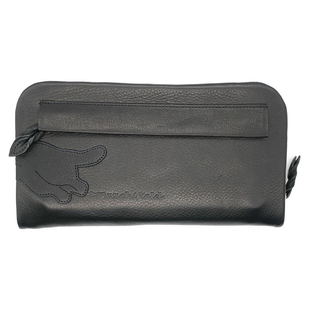 [Wachifield] Dayan the Cat Genuine Leather Super Soft Chip Long Wallet Black