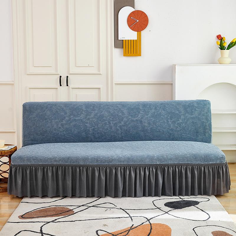 Living Room Without Armrests Skirt Sofa Bed Cover Thickened Terry Grid Elastic Folding Sofa Cover All-Inclusive Universal