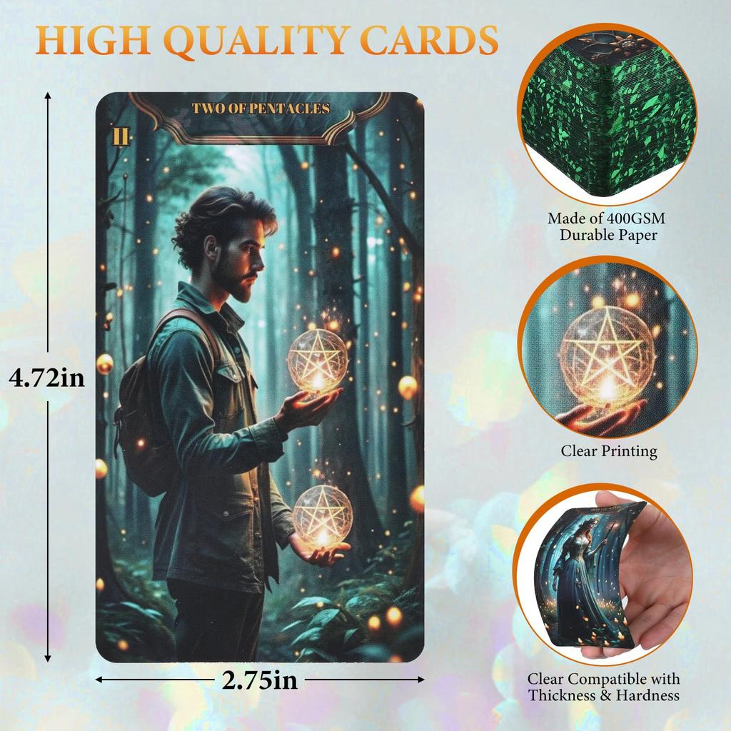 Tarot Cards with Guidebook for Beginners, Original Unique Pretty Tarot Oracle Deck Set with Guidebook, Standard Size, 78 Cards