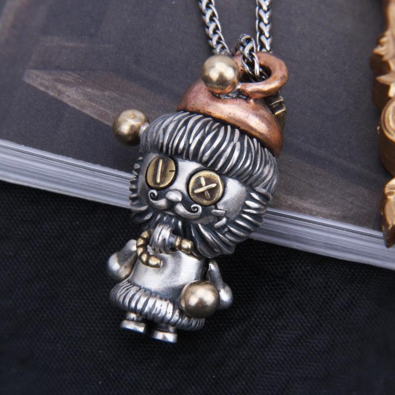 

Wudou Doll Sterling Silver Goofy Old Man Christmas Pendant Necklace