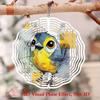 10 Inch Bluebird Watercolor Metal Wind Spinner Vibrant Yellow Blue Garden Decor Wind Powered Rotating Sculpture for Indoor Outdoor Yard