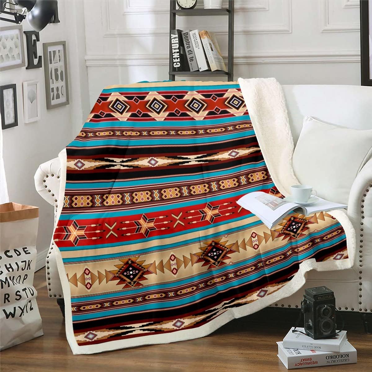 Running horses blanket Native American pattern dreamcatcher design soft throw western decor animal print bedroom wall hanging 75x90cm