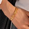 Elegant Stainless Steel Open Bangle: Simple Fashion Temperament Bracelet for Women
