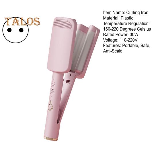 32MM V Shape Curling Iron Ceramic Big French Waves Hair Crimper Styling Tool Anti-Scald Deep Waver Curling Wand for Short And Long Hair