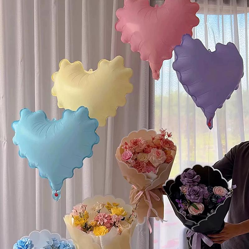 5Pcs 20 Inch Wave Love Heart Aluminum Film Balloons Valentine'S Day Wedding Birthday Party Scene Decor Balloon Party Supplies