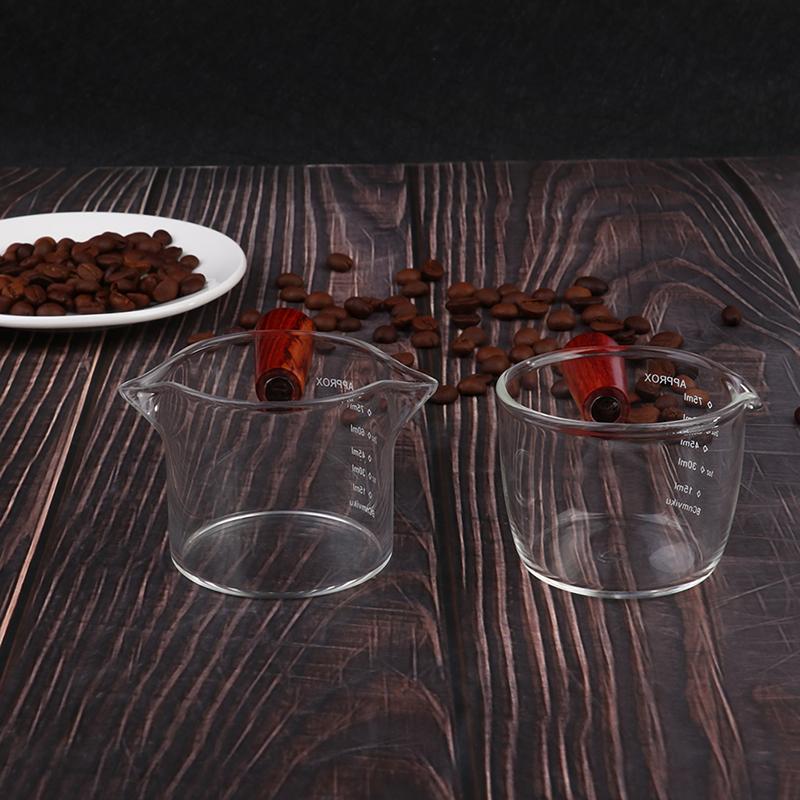 75Ml Wooden Handle Double Tip Coffee Cup  With Scale Milk Cup Espresso Ounce Cup