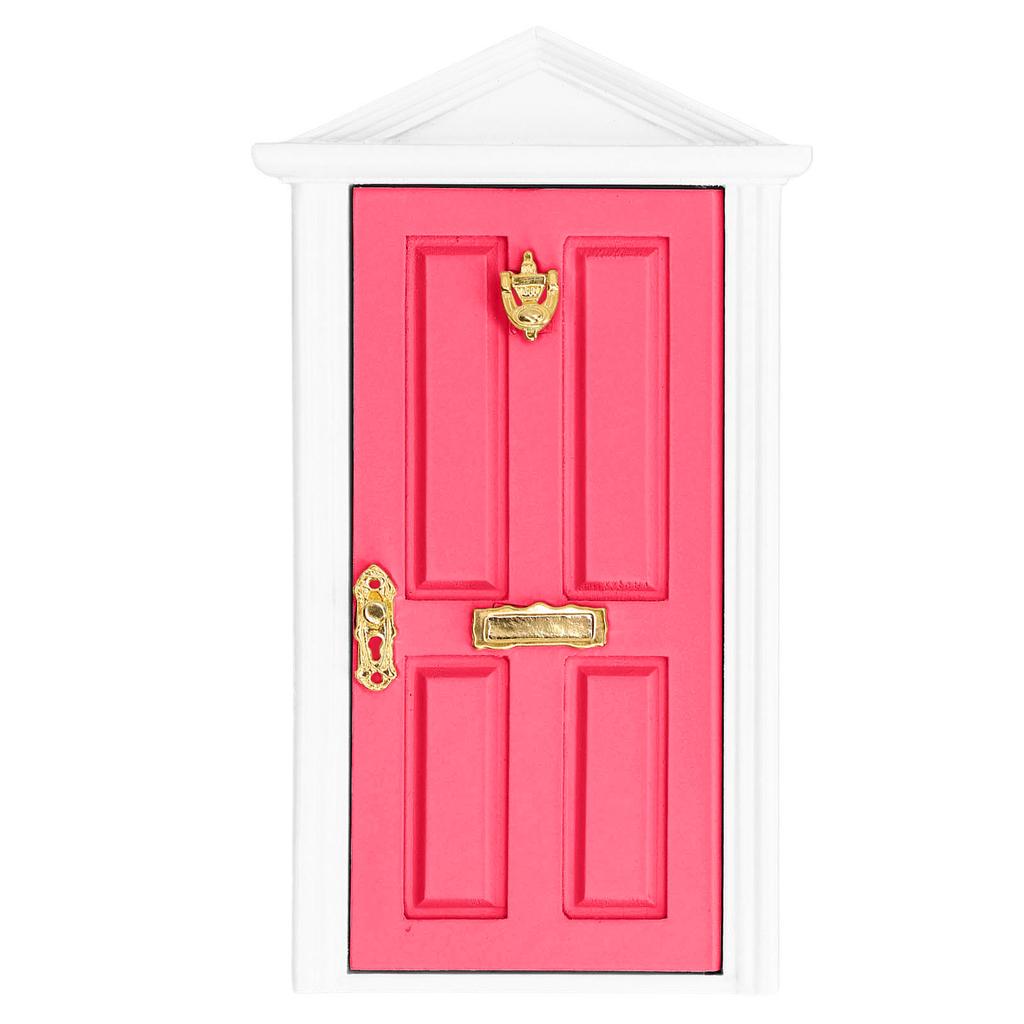 Mini Wooden Door Bright Color Vivid Details Smoother Edge Dollhouse Miniature Fairy Door for 1:12