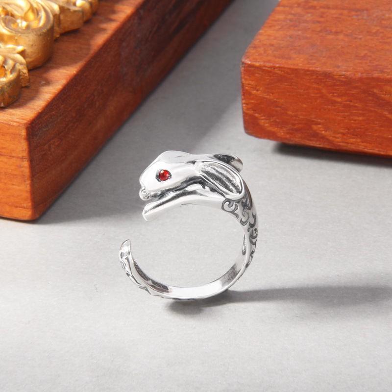 Adjustable Open Ring Women Men Vintage Rabbit Motif Plated Geometric Statement