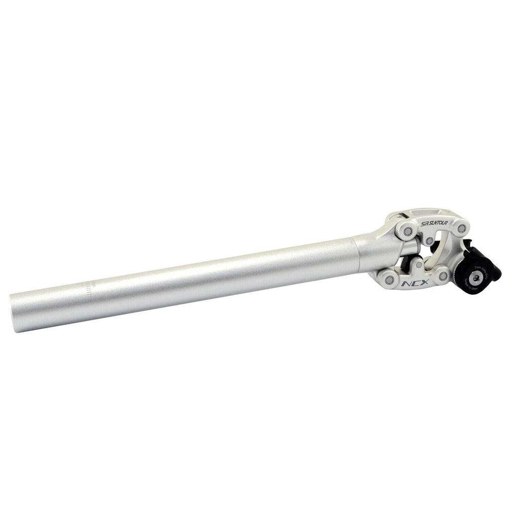 SR SUNTOUR SP12 NCX Suspension Seat Post with Protective Cover VK2298 31.6X400mm, Silver,
