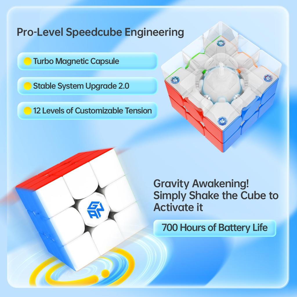 GAN iCarry 2 Official Competition 3x3 iCarry Upgrade Smart Cube iCarry2 UV with Stickerless Magic Cube for Magnetic Cube with CubeStation UV, -