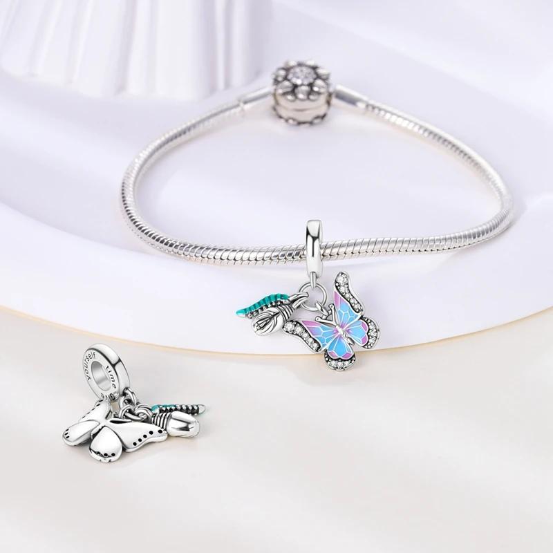 Charms Copperpink Dreamy Butterfly Transformation Beads Fit Charms Plataoriginal Braceletwomen Jewellery Making Gifts