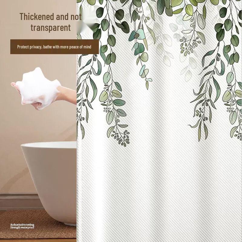 LIEI No-Drill Waterproof Polyester Shower Curtain