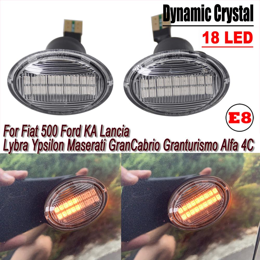 2PCS Led Dynamic Side Marker Turn Signal Light for Fiat 500 Ford KA Lancia Lybra Ypsilon Maserati GranCabrio Granturismo