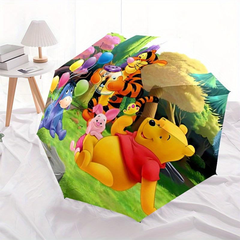 1pc Winnie the Pooh, Tigger Automatic Folding Umbrella: Compact 8-rib Design Cartoon Travel Companion for Outdoor, Casual Accessory