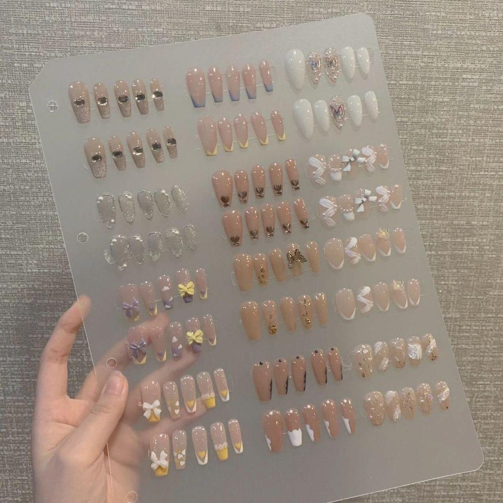 Frosted Nail Tip Storage Book - Wearable Manicure Display Board with Transparent Template