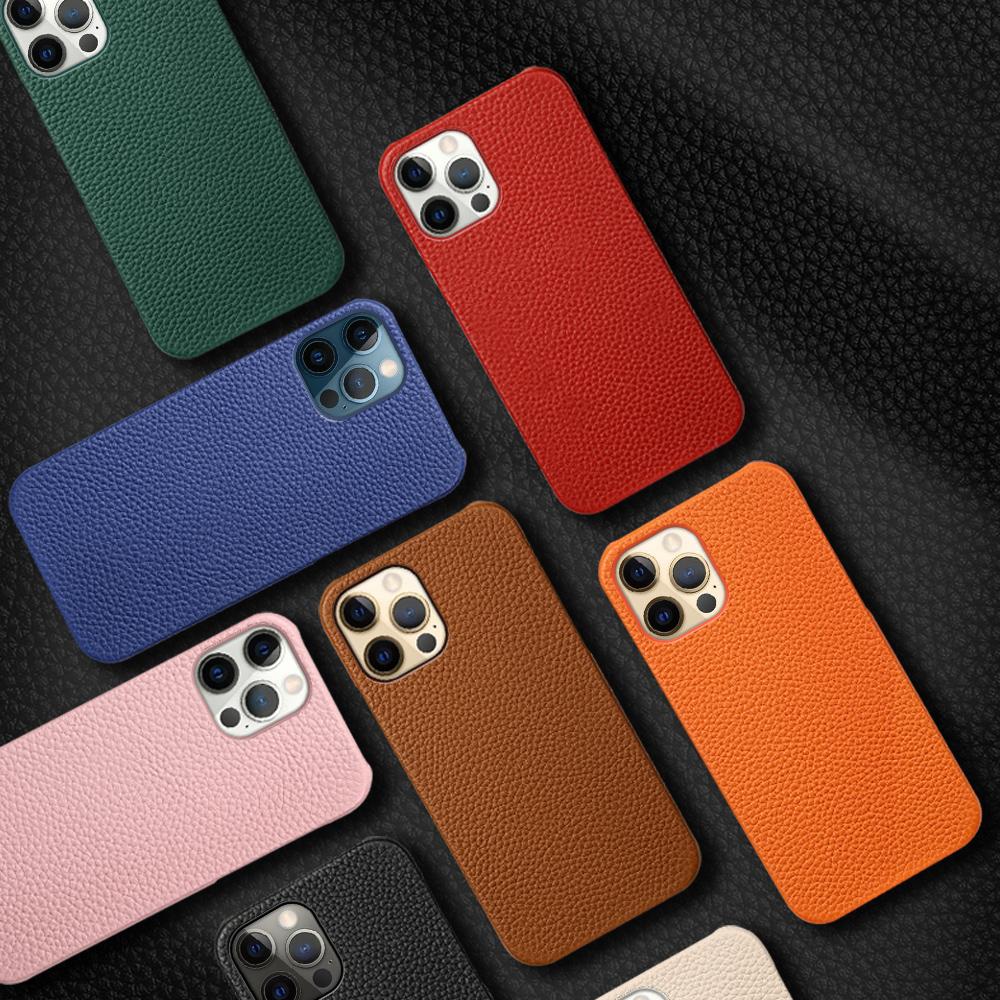 Genuine Cow Leather Phone Case for Apple iPhone 15 13 14 Pro Max 15Pro 14Pro 13Pro 12ProMax Shockproof Protector Back Cover