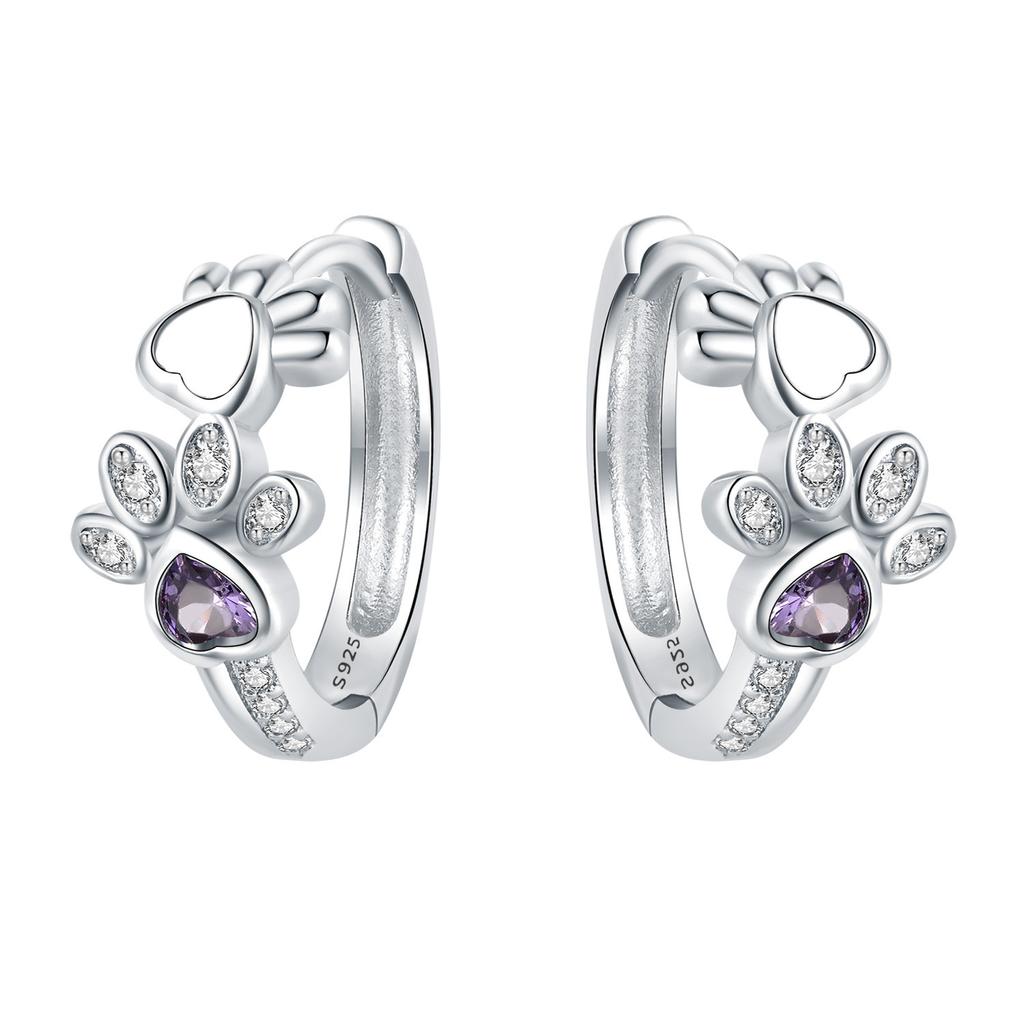 Orstarry 925 Silber Creolen Damen Schmuck Funkelnde Katzen Hunde Tier Ohrstecker Hochzeitsjubiläum Geschenk