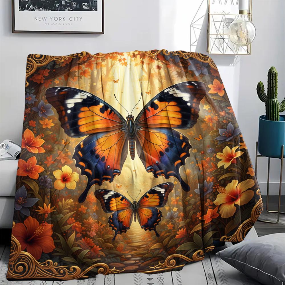 1 Stück 3D-Schmetterlingsdruck Flanelldecke, Hohe Qualität für alle Jahreszeiten, Heimdekoration, Wärme und Komfort, Perfekt für Weihnachtsgeschenke