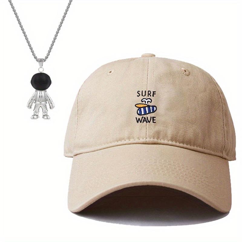 

2 шт. Мужская и женская бейсбольная кепка с вышивкой в виде утиного языка, кепка с подвеской в виде космонавта, комплект ожерелий для спортивной пары, спортивная повседневная солнцезащитная кепка хаки