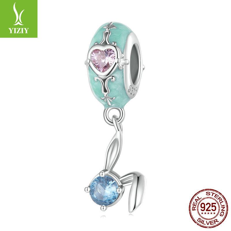 Easter Egg Diy Bracelet Beads, Love Rabbit S925 Silver Silicone Positioning Beads