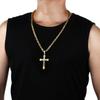 Male Crucifix Jesus Christ Holy Cross Pendant Necklace Stainless Steel Crystal Christian Byzantine Chain Necklaces Jewelry Gift
