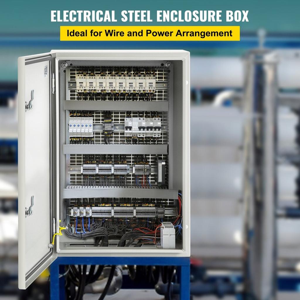 NEMA Steel Enclosure, 24 x 16 x 10\'\' NEMA 4X Steel Electrical Box, IP66 Waterproof & Dustproof, Outdoor/Indoor Electrical Junction Box, with