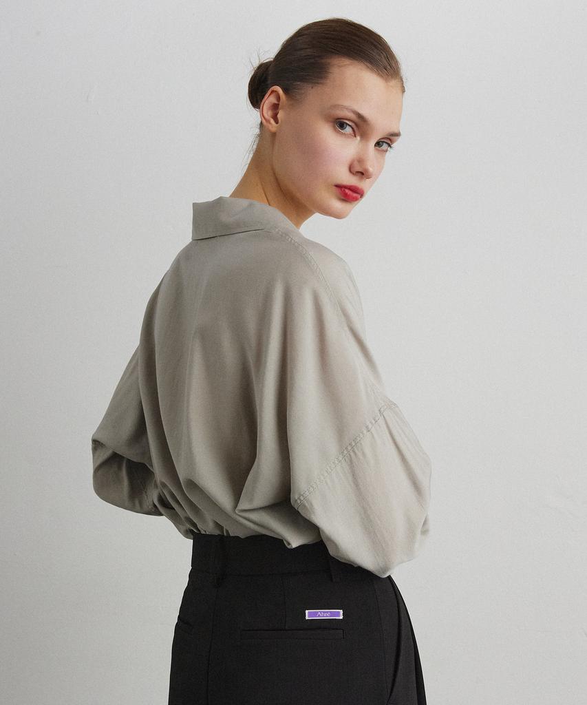 Aheule Hidden Placket Shirt_Beige