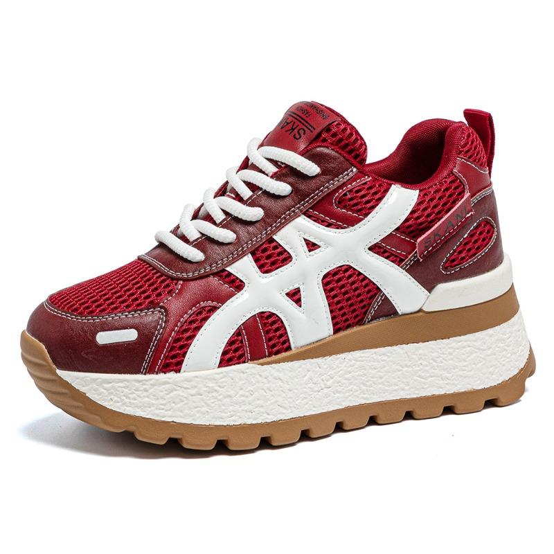 

Осенние новые утолщенные тонкие туфли, дышащие и легкие кроссовки, повседневные и универсальные женские на платформе 34 красный