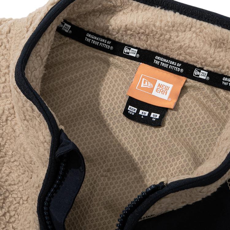 New Era Color Block Fleece Zip Jacket Unisex jackets Beige 12866476