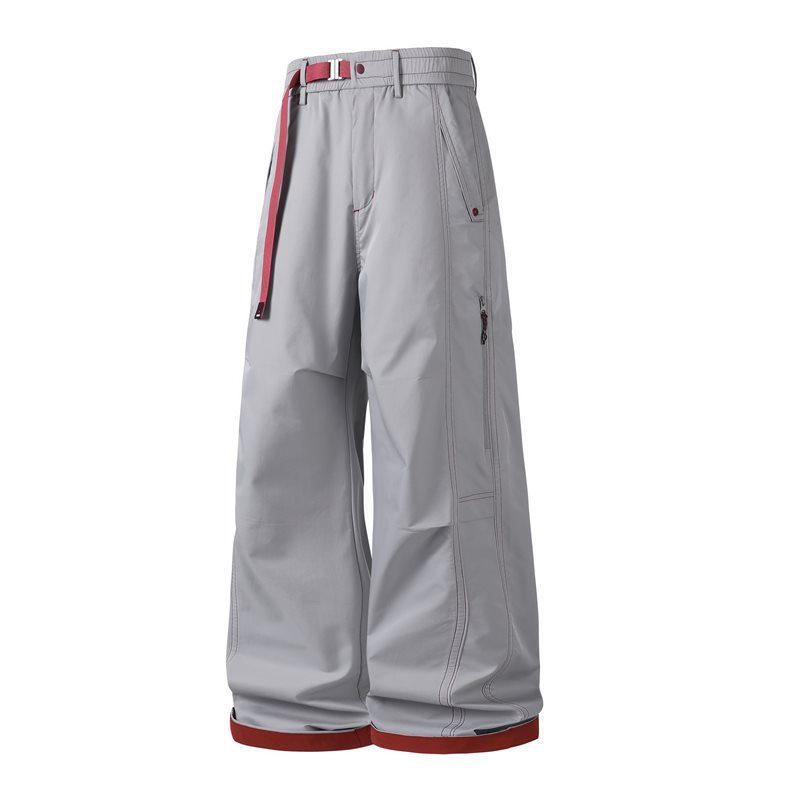 Trendy Men s Quick-Dry Color Block Work and Hiking Pants M серый