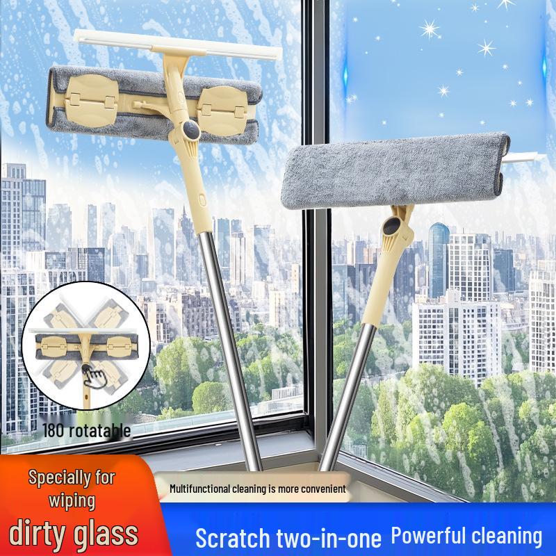 Žinylková oboustranná stěrka na okna s vysokým dosahem s prodlouženou tyčí