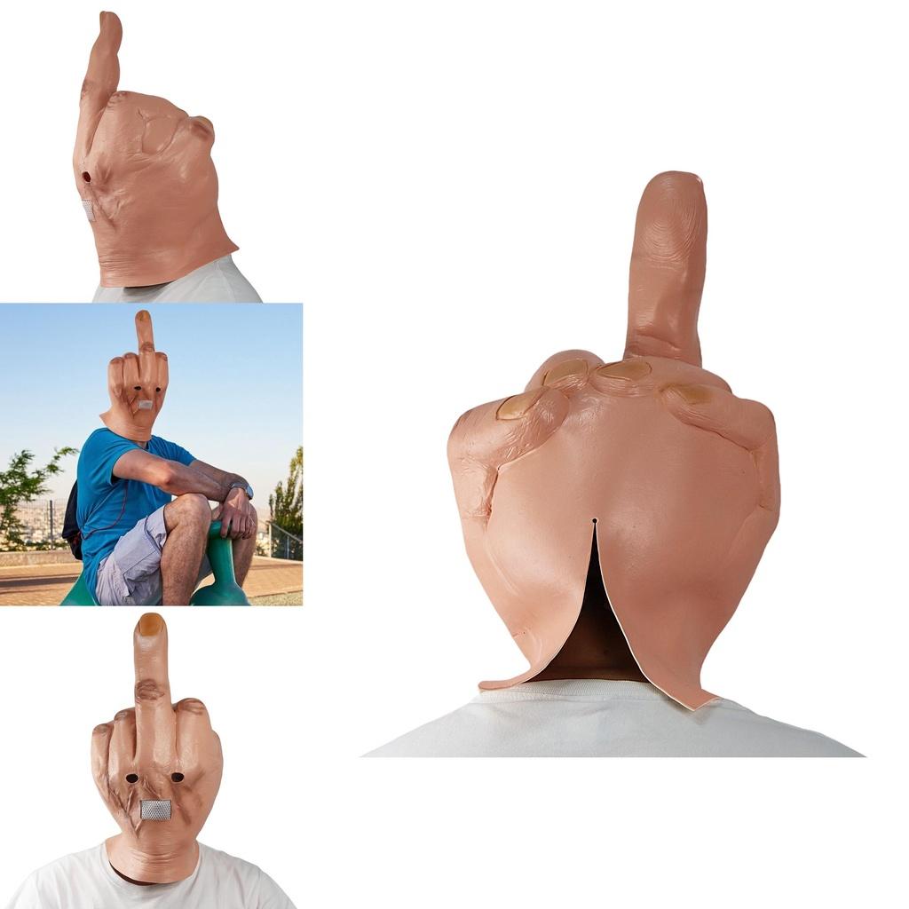 Middle Scary Finger Halloween Mask Latex Full Head Costume Party Cosplay Prop