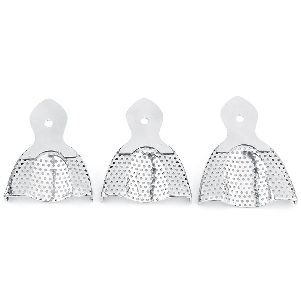 6 ks Nerezové zubní autoklávovatelné otiskovací lžíce horní a dolní