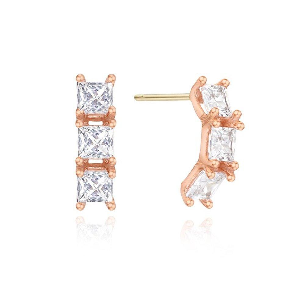 

Tirrlirr 14K Pink Gold Triple Square Earrings