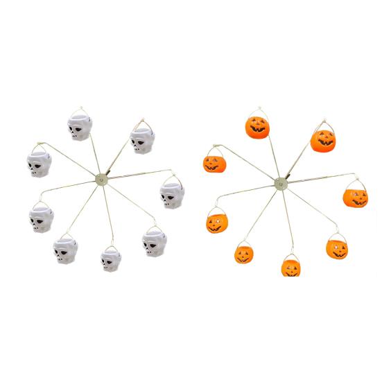 Ferris Wheel Hummingbird Feeder Squirrel Proof Spinning Bird Feeder with 8 Pumpkin Skull Buckets for Outdoor Yard Decor