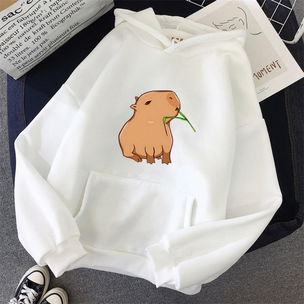 Funny Capybara Kawaii Cartoon Print Women Hoodies Hip Hop Clothes Hooded Sweatshirts Streetwear Hoodie Female Hoody