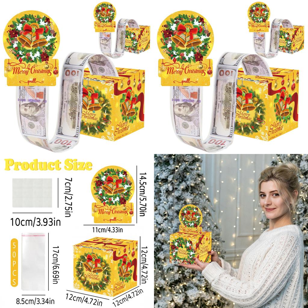 Gift Christmas Party Box With Bell Theme And Cash Enclosure Celebrations For