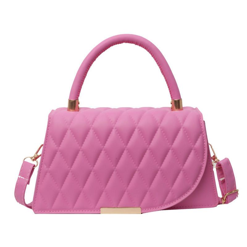 Chic Small Quilted Handbag For Women 2024 Fashionable Pu Shoulder Bag розовый