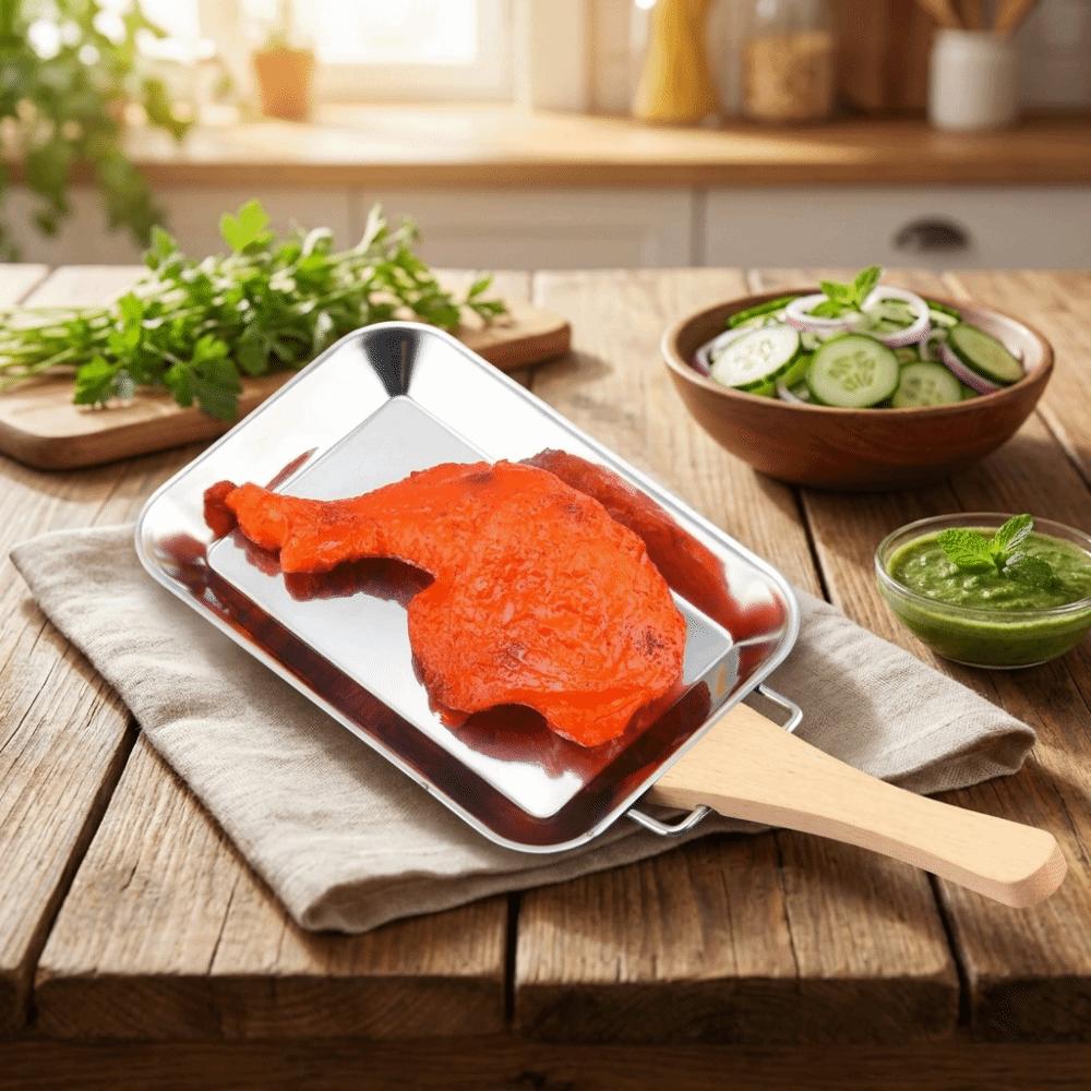 Non-Stick Stainless Steel Roast Meat Dish Heat-Resistant Oven Tray Barbecue Dish Outdoor Grilling
